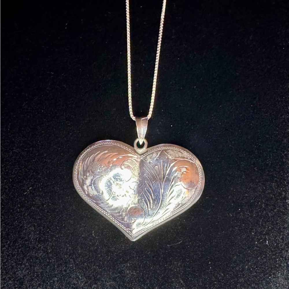Timeless Silver Heart Necklace with Intricate Design